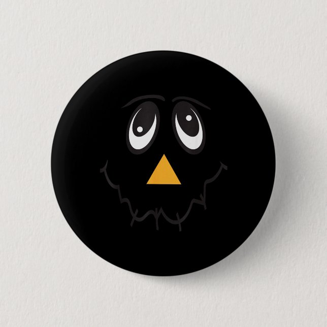 Ecrow Ansikte Lugn Roligt Thanksgiving Halloween Knapp (Framsida)
