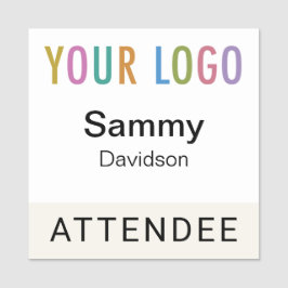 Ecru 2x2 Attendee Badge Event Logotyp Pin eller Ma Namnbricka