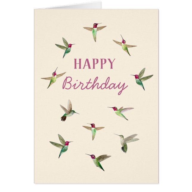 Ecru Anna's Hummingbird Birthday Card Hälsningskort (Framsidan)