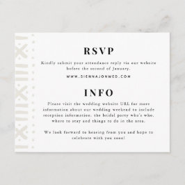 Ecru Boho Mudcloth Gräns Bröllop Tilläggskort