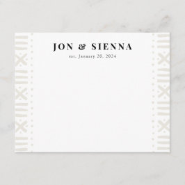 Ecru Boho Mudcloth Gräns Couple's Stationery Tilläggskort