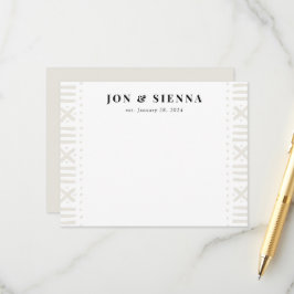 Ecru Boho Mudcloth Gräns Couple's Stationery Tilläggskort