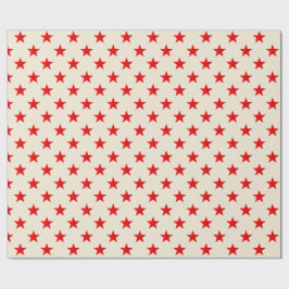 Ecru Bright Red Stars Presentpapper