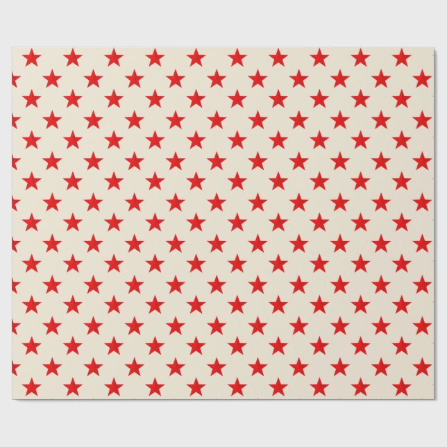 Ecru Bright Red Stars Presentpapper (Platt)