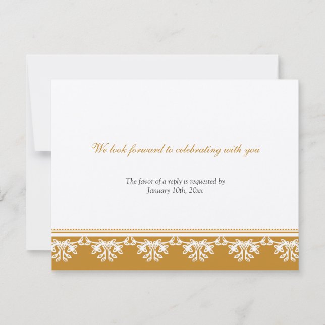 Ecru brun filigran kant bröllop RSVP-svar Inbjudningar (Framsida)