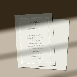 Ecru Dreams Simple Elegant Traditional Bröllop Inbjudningar