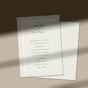 Ecru Dreams Simple Elegant Traditional Bröllop Inbjudningar