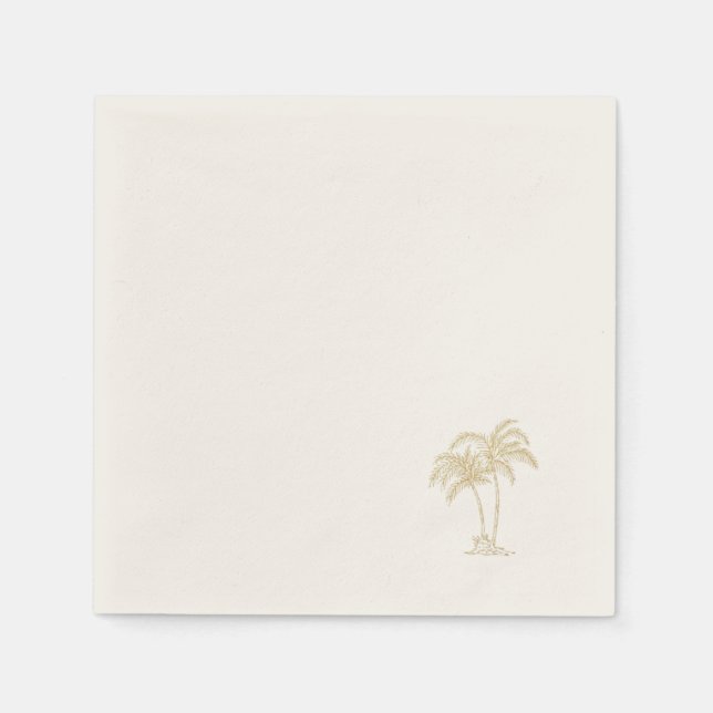 Ecru Guld Palmtree  Pappersservett (Framsidan)