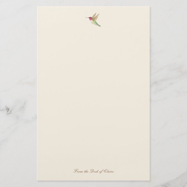 Ecru Hummingbird Stationery Papper (Framsida)