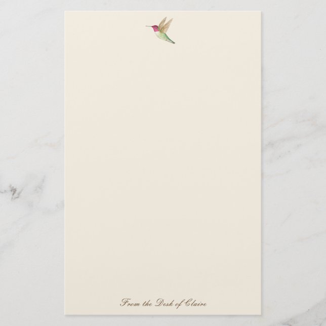 Ecru Hummingbird Stationery Papper (Framsida)