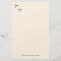 Ecru Hummingbird Stationery Papper