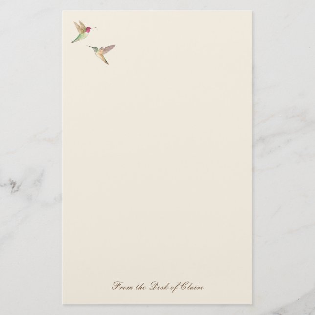 Ecru Hummingbird Stationery Papper (Framsida)