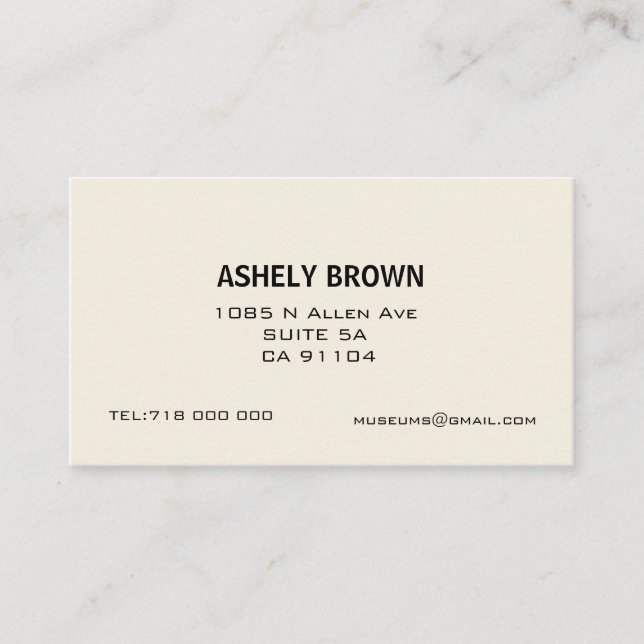 Ecru Minimalist kallande visitkort (Framsida)