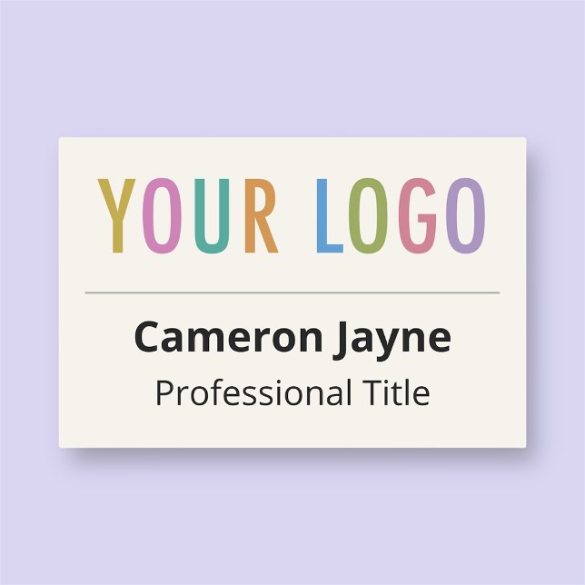 Ecru Namn bricka Pin Company Logotyp Professionell Namnbricka (MISOOK 3 inch x 2 inch Large Ecru Name Tag with Logo)