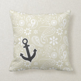 Ecru Paisley; Blommigt; Anchor Kudde