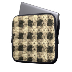 Ecru Play Artisan Crochet Print Electronics Bag Laptop Fodral