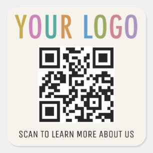Ecru QR Code Stickers Company Logotyp 1,5 tum 3 tu Fyrkantigt Klistermärke
