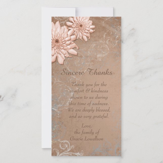 Ecru solbränt blom- sympatitack tack kort (Framsida)