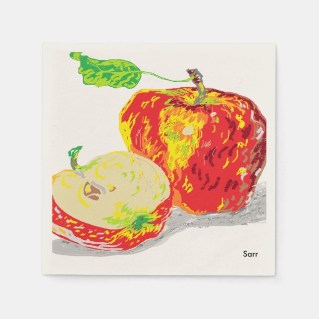 Ecru Standard Cocktail Papper Napkins /Apples Pappersservett (Framsidan)
