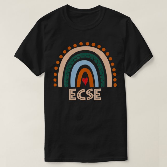 ECSE Teacher Boho Rainbow Back to school Team ECSE T Shirt (Design framsida)