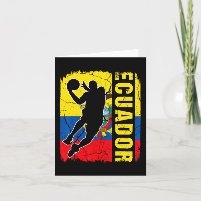 Ecuador Basketball Player Ecuador Flagga Basketba Kort (Framsida)