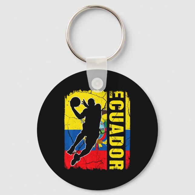 Ecuador Basketball Player Ecuador Flagga Basketba Nyckelring (Framsida)