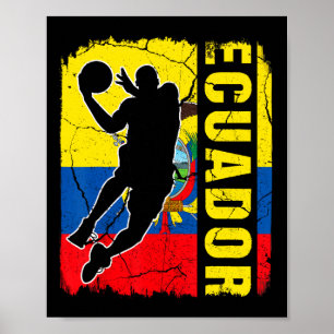 Ecuador Basketball Player Ecuador Flagga Basketba Poster