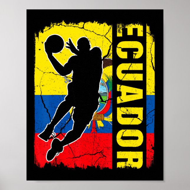 Ecuador Basketball Player Ecuador Flagga Basketba Poster (Framsidan)