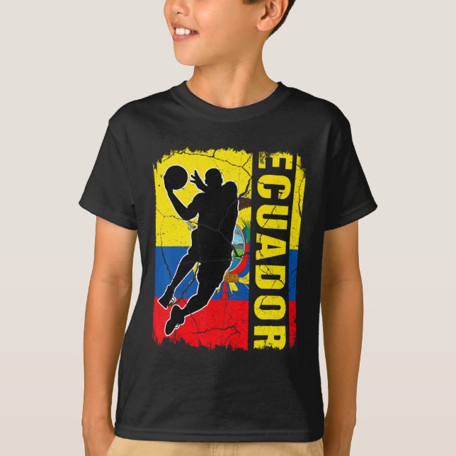 Ecuador Basketball Player Ecuador Flagga Basketba T Shirt (Framsida)