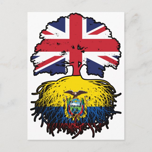 Ecuador Ecuadorian British Träd Roots Flagga Vykort (Framsida)