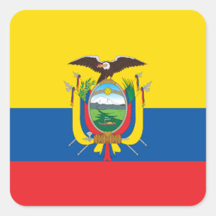 Ecuador (ecuadorianska Flagga) Fyrkantigt Klistermärke