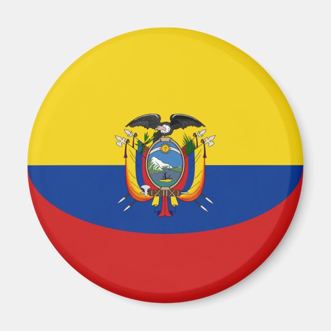 Ecuador Fisheye Flagga Magnet (Framsidan)
