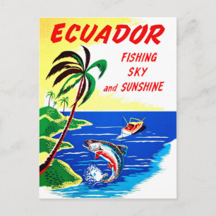 Ecuador, fiske och solsken, vintage resor vykort