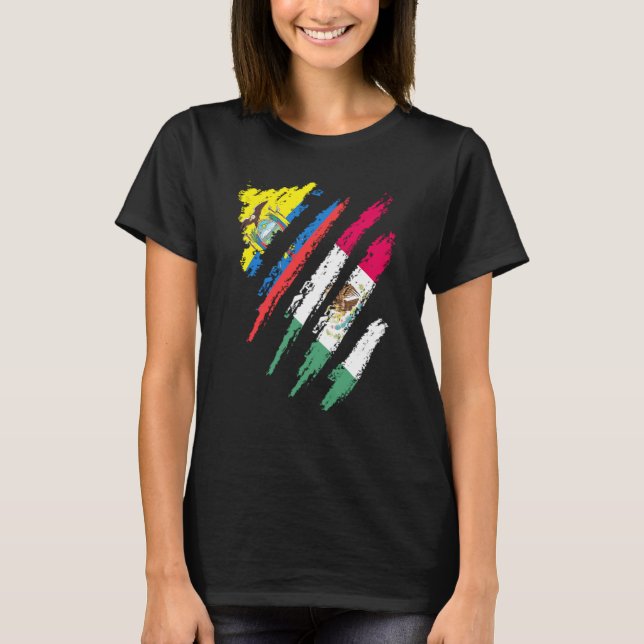 Ecuador Flag Mexico Grown Patriot Country Stripes T Shirt (Framsida)
