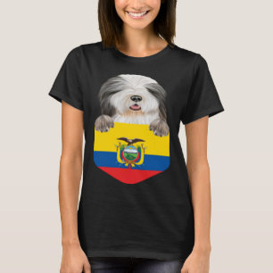Ecuador-Flagga-buren kollie-Hund i Pocket T Shirt