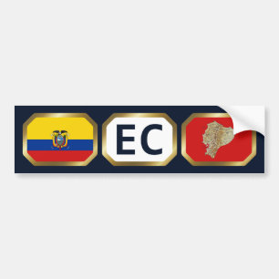 Ecuador Flagga Code Bumper Sticker Bildekal