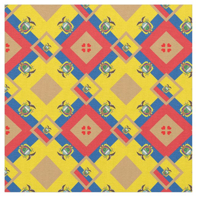 Ecuador Flagga & Ecuador Trendig Fabric mode Tyg (Närbild)