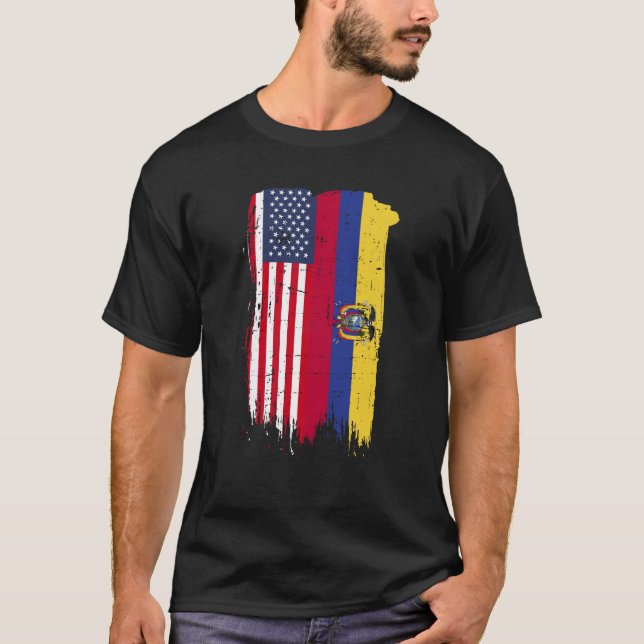 Ecuador Flagga - ecuadorianska amerikanska T Shirt (Framsida)