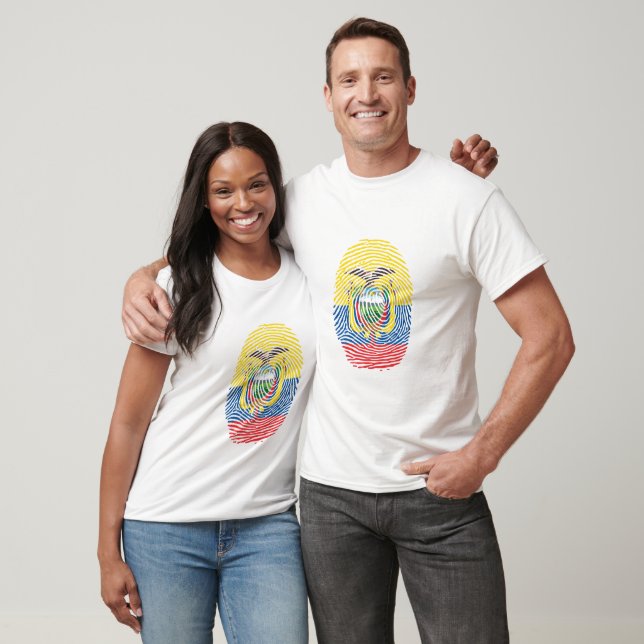 Ecuador Flagga Fingerprint T Shirt (Unisex)