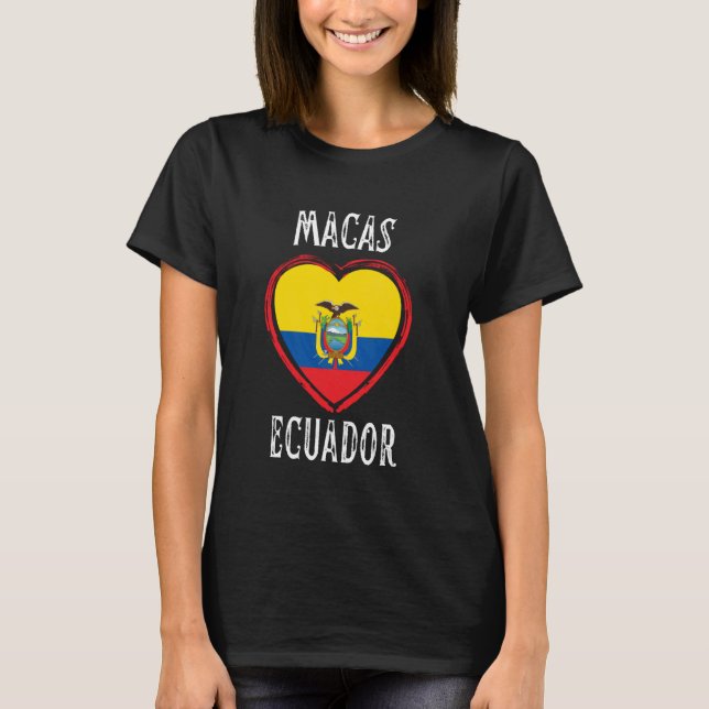 Ecuador Flagga Heart Macas City T Shirt (Framsida)