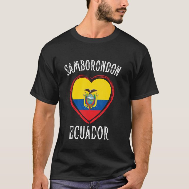 Ecuador Flagga Heart Samborondon City T Shirt (Framsida)