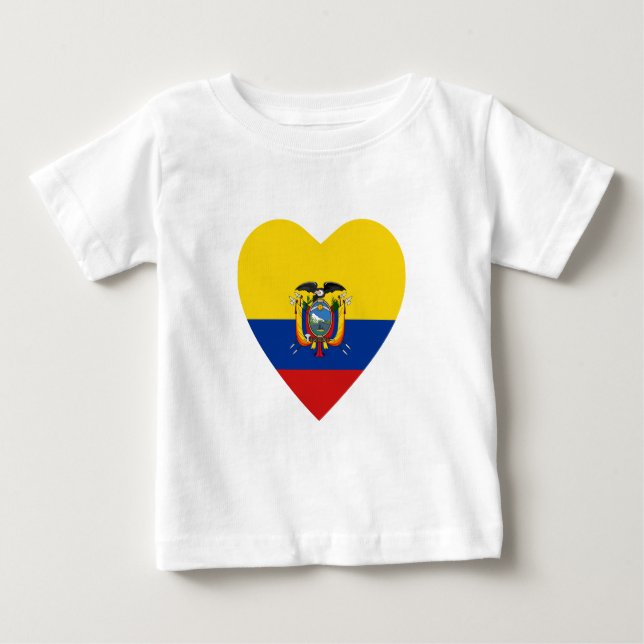 Ecuador Flagga Heart T-Shirt (Framsida)
