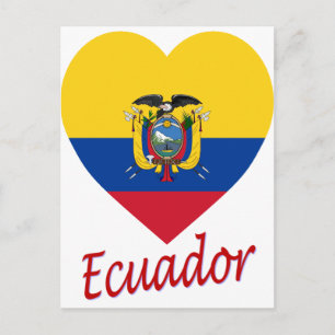Ecuador Flagga Heart Vykort