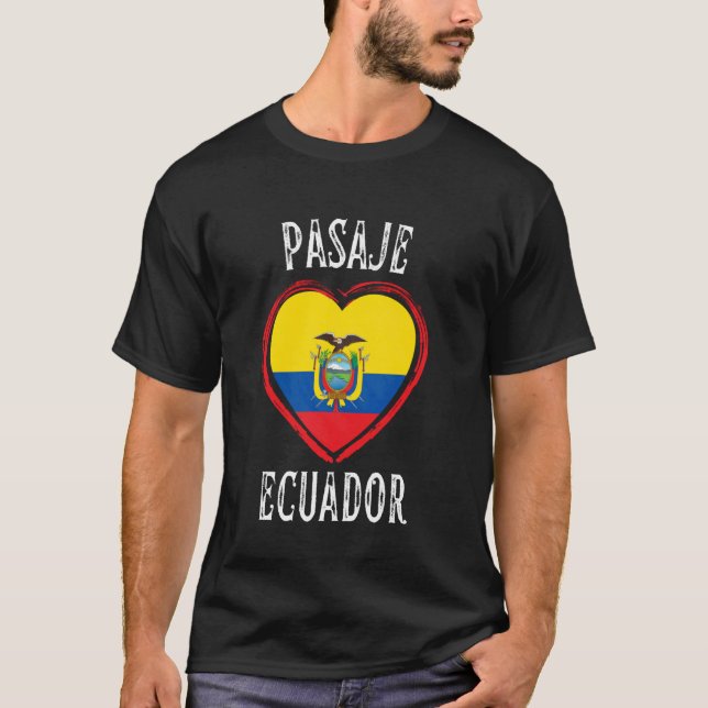 Ecuador Flagga Hjärta Pasaje Stad T Shirt (Framsida)