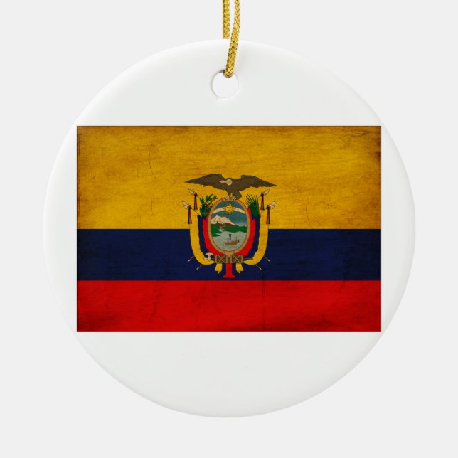 Ecuador flagga julgransprydnad keramik (Framsidan)