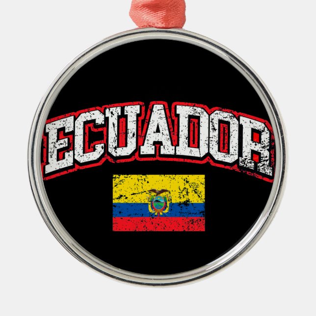 Ecuador Flagga Julgransprydnad Metall (Framsidan)