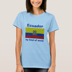 Ecuador Flagga + Karta + Text T-Shirt