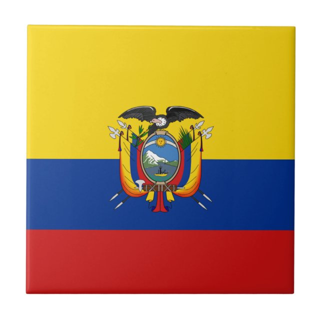 Ecuador Flagga Keramisk Platta Kakelplatta (Framsidan)