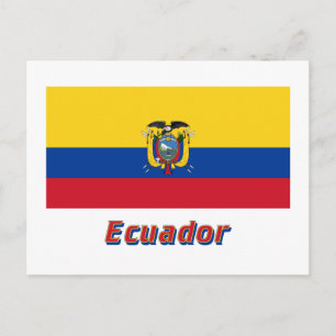 Ecuador Flagga med Namn Vykort
