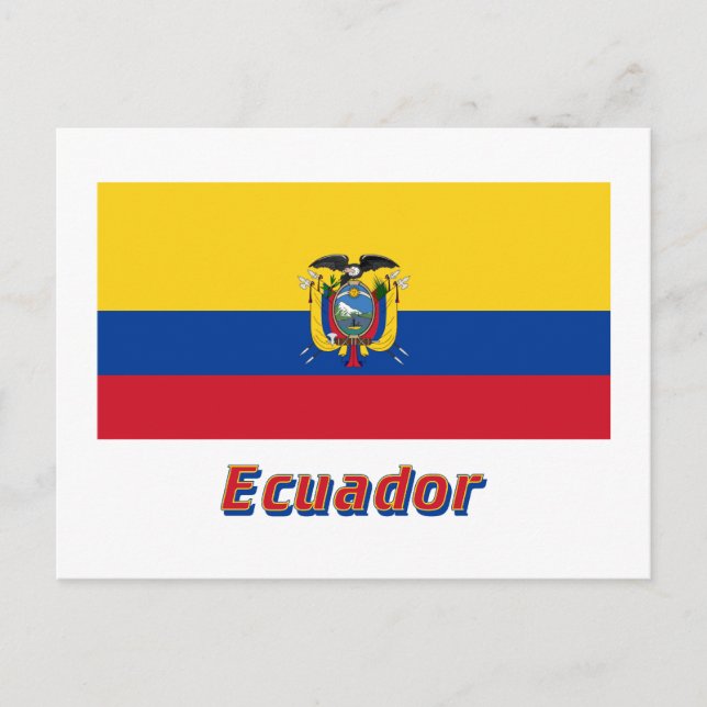 Ecuador Flagga med Namn Vykort (Framsida)
